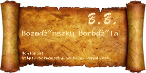 Bozmánszky Borbála névjegykártya